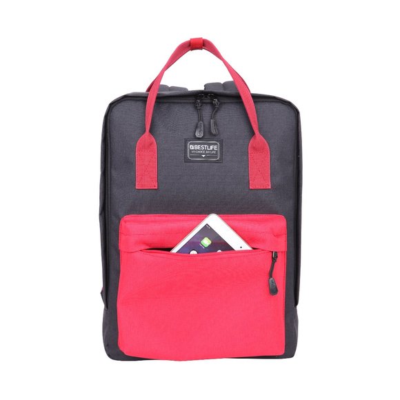 Oxford Style Black Red Backpack for active ones - Picture 4 of 6